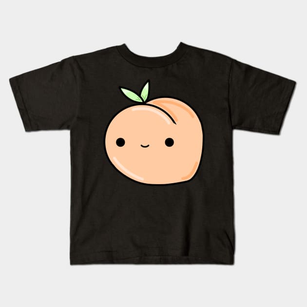 Peachy Kawaii Peach Kids T-Shirt by kawaiiwithkarti